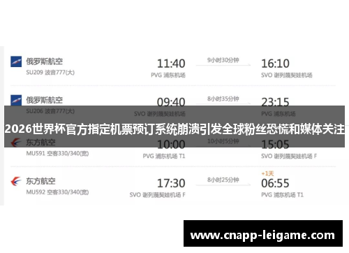 2026世界杯官方指定机票预订系统崩溃引发全球粉丝恐慌和媒体关注 2026世界杯官方指定机票预订系统崩溃引发全球粉丝恐慌和媒体关注